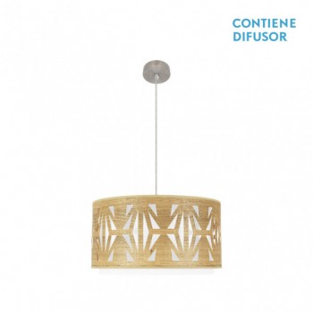 Distribuidor - Lâmpadas Diversas | Colgantes Moderno | COLGANTE KATERINA 2XE27 NIQUEL/MADERA CLARA REGX50X50 CM Ref: 177995085